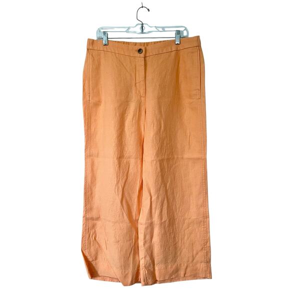 J. JILL Love Linen Orange Semi Elastic Waist Wide Leg Casual Everyday Pants Sz M - Picture 4 of 8